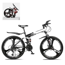 DEAR-JY Folding Bike DEAR-JY 24 Inch Folding Mountain Bikes, High Carbon Steel Frame Double Shock Absorption 21 / 24 / 27 / 30 Speed Variable, All Terrain Quick Foldable Adult Mountain Off-Road Bicycle, C, 21 Speed