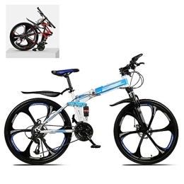DEAR-JY Bike DEAR-JY 24 Inch Folding Mountain Bikes, High Carbon Steel Frame Double Shock Absorption 21 / 24 / 27 / 30 Speed Variable, All Terrain Quick Foldable Adult Mountain Off-Road Bicycle, D, 21 Speed
