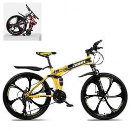 DEAR-JY Folding Bike DEAR-JY 24 Inch Folding Mountain Bikes, High Carbon Steel Frame Double Shock Absorption 21 / 24 / 27 / 30 Speed Variable, All Terrain Quick Foldable Adult Mountain Off-Road Bicycle, D, 24 Speed