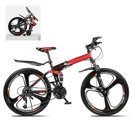 DEAR-JY Bike DEAR-JY 26 Inch Folding Mountain Bikes, High Carbon Steel Frame Double Shock Absorption 21 / 24 / 27 / 30 Speed Variable, All Terrain Quick Foldable Adult Mountain Off-Road Bicycle, D, 27 Speed