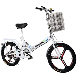 DERTHWER Folding Bike DERTHWER foldable bicycle Portable Variable Speed Bicycle Folding Bicycle Adult Student City Commuting Freestyle Bicycle With Basket (Color : White)