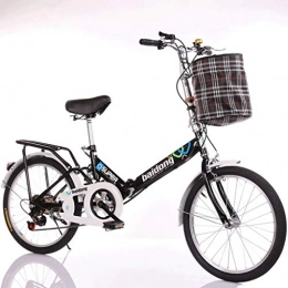 DERTHWER Bike DERTHWER mountain bikes Folding Bicycle Portable Single Speed Bicycle Adult Student City Commuter Freestyle Bicycle with Basket, Black (Size : Medium Size)