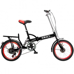 DERTHWER Folding Bike DERTHWER mountain bikes Portable Folding Bicycle Shock Bicycle Women and Man City Commuter Bicycle Variable 6 Speeds, Red-Black (Size : Large Size)