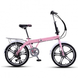 DFKDGL Bike DFKDGL 20 Inch Aluminum Car Circle Womens Bike Lightweight Foldable Bicycle Compact Bike Bicycle Variable Speed Folding Bicycle Travel Folding Bicycle, Rear Carry Rack (Color : White, Size : B) Uni