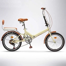 DFKDGL Bike DFKDGL 20" Wheel City Bike 6 Speed Cruiser Bicycles With Ergonomic Seat, Compact Folding Bike Comfortable Women Bike For Commuting, Camping Travel Carry (Color : Beige-a, Size : 20 inches) Unicycle