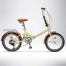 DFKDGL Bike DFKDGL 6- Speed Women's Bicycle Shock Absorption Bicycling Lightweight Cruiser Bike Variable Speed 20inchs Wheel Folding Bike For Students, Office Workers, Commuters (Color : Beige-b, Size : 20 inc