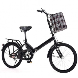 DFKDGL Folding Bike DFKDGL Commuters Folding Bike With Bicycle Basket, Portable 20in Wheel For Adults, Small Bikes For Women, Student Bicycles For Boys And Girls, beach Cruiser Bike (Color : Black, Size : 20 inches) Un
