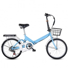 DFKDGL Bike DFKDGL Compact Bicycle Adult Folding Bicycle 20 Inch Womens Bike Portable Bicycle To Work School Commute Cruiser Bike Women With Rear Rack, High Carbon Steel Frame (Color : Blue, Size : 20inch) Unic