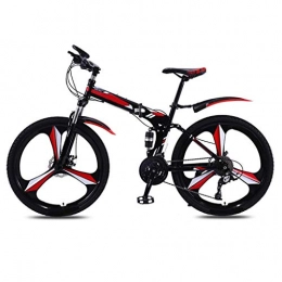 DFKDGL Folding Bike DFKDGL Folding Bike Speed Mountain Bike Bicycle High Carbon Steel Full Suspension Frame City Bike, 26 Inch Wheel For Adults, Women, Men Go Out Foldable Bicycle (Color : Gray, Size : 26inch) Unicycl