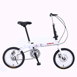 DGAGD Folding Bike DGAGD 14 inch lightweight folding bicycle single speed disc brake bicycle white-A