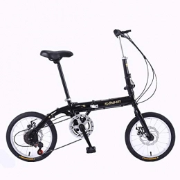 DGAGD Folding Bike DGAGD 14 inch lightweight folding bicycle variable speed disc brake bicycle black-A