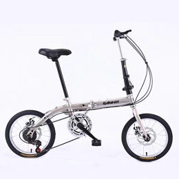 DGAGD Folding Bike DGAGD 14 inch lightweight folding bicycle variable speed disc brake bicycle champagne gold-A
