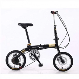 DGAGD Folding Bike DGAGD 14 inch lightweight folding bicycle with variable speed dual disc brake bicycle black