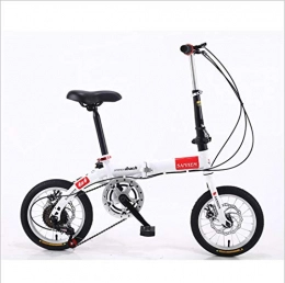 DGAGD Folding Bike DGAGD 14 inch lightweight folding bicycle with variable speed dual disc brake bicycle white