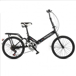 DGAGD Bike DGAGD 20 inch folding bicycle student folding variable speed bicycle shock-absorbing bicycle-black_Frameless