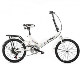 DGAGD Folding Bike DGAGD 20 inch folding bicycle student folding variable speed bicycle shock-absorbing bicycle-white_Frameless