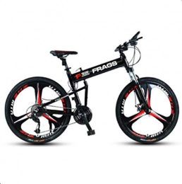 DGAGD Folding Bike DGAGD 24-inch aluminum alloy foldable mountain bike off-road shock absorber oil disc portable lightweight variable speed integrated wheel-black_24 speed