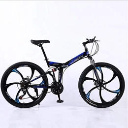 DGAGD Folding Bike DGAGD 24 inch folding mountain bike adult off-road soft tail bicycle six cutter wheels-Black blue_27 speed