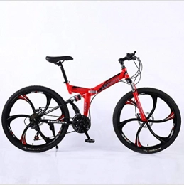 DGAGD Folding Bike DGAGD 24 inch folding mountain bike adult off-road soft tail bicycle six cutter wheels-red_24 speed