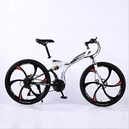 DGAGD Folding Bike DGAGD 24 inch folding mountain bike adult off-road soft tail bicycle six cutter wheels-white_27 speed
