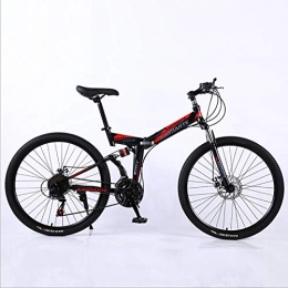 DGAGD Folding Bike DGAGD 24 inch folding mountain bike adult off-road soft tail bicycle spoke wheel-Black red_24 speed