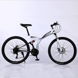 DGAGD Folding Bike DGAGD 24 inch folding mountain bike adult off-road soft tail bicycle spoke wheel-white_27 speed