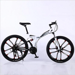 DGAGD Folding Bike DGAGD 24 inch folding mountain bike adult off-road soft tail bicycle ten cutter wheels-white_21 speed