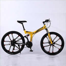 DGAGD Folding Bike DGAGD 24 inch folding mountain bike adult off-road soft tail bicycle ten cutter wheels-yellow_27 speed