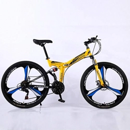 DGAGD Folding Bike DGAGD 24 inch folding mountain bike adult off-road soft tail bicycle three-wheel-yellow_27 speed
