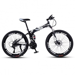 DGAGD Bike DGAGD 24 inch folding mountain bike double damping racing off-road variable speed bicycle spoke wheel-Black and white_21 speed