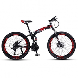 DGAGD Folding Bike DGAGD 24 inch folding mountain bike double damping racing off-road variable speed bicycle spoke wheel-Black red_21 speed