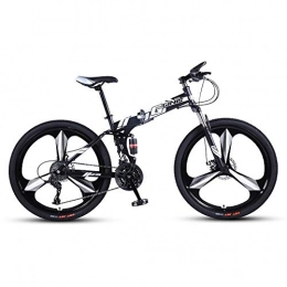 DGAGD Folding Bike DGAGD 24 inch folding mountain bike double shock absorber racing off-road variable speed bicycle three-wheel-Black and white_24 speed