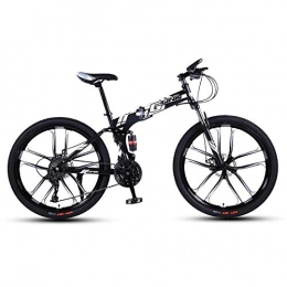 DGAGD Bike DGAGD 24-inch folding mountain bike with double shock absorber racing cross-country variable speed bike ten cutter wheels-Black and white_21 speed