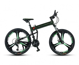 DGAGD Folding Bike DGAGD 26 inch aluminum alloy foldable mountain bike off-road shock absorber oil disc portable lightweight variable speed integrated wheel-green_27 speed
