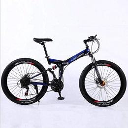 DGAGD Folding Bike DGAGD 26 inch folding mountain bike adult off-road soft tail bicycle forty knife wheels-Black blue_27 speed