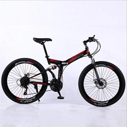 DGAGD Folding Bike DGAGD 26 inch folding mountain bike adult off-road soft tail bicycle forty knife wheels-Black red_27 speed