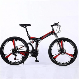 DGAGD Folding Bike DGAGD 26 inch folding mountain bike adult off-road soft tail bicycle three-wheel-Black red_27 speed