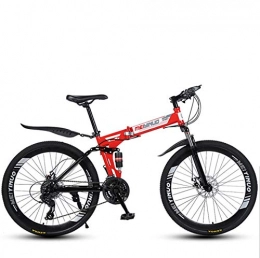 DGAGD Folding Bike DGAGD 26 inch shock absorption variable speed folding adult bicycle mountain bike forty wheels-red_24 speed