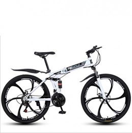 DGAGD Folding Bike DGAGD 26 inch shock absorption variable speed folding adult bicycle mountain bike six cutter wheels-white_21 speed