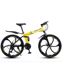 DGAGD Folding Bike DGAGD 26 inch shock absorption variable speed folding adult bicycle mountain bike six cutter wheels-yellow_21 speed