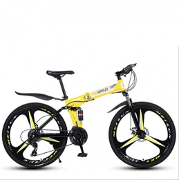 DGAGD Folding Bike DGAGD 26 inch shock absorption variable speed folding adult bicycle mountain bike three-cutter wheel-yellow_27 speed