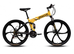 DGAGD Folding Bike DGAGD Mountain folding bike 26 inch variable speed double shock-absorbing bicycle six cutter wheels-yellow_27 speed