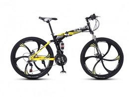 DGAGD Folding Bike DGAGD Variable speed folding mountain bike adult double shock absorber off-road 24 inch racing six cutter wheels-Black and yellow_21 speed