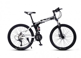 DGAGD Folding Bike DGAGD Variable speed folding mountain bike adult double shock absorber off-road 24 inch racing spoke wheel-Black and white_27 speed