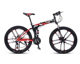 DGAGD Folding Bike DGAGD Variable speed folding mountain bike adult double shock absorber off-road 24 inch racing ten knife wheels-Black red_27 speed