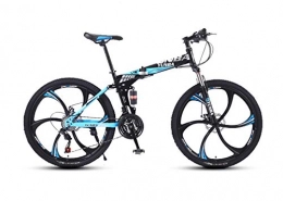 DGAGD Folding Bike DGAGD Variable speed folding mountain bike adult double shock absorber off-road 26 inch racing six cutter wheels-Black blue_27 speed