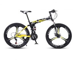 DGAGD Folding Bike DGAGD Variable speed folding mountain bike adult double shock-absorbing off-road 26 inch racing three-knife wheel-Black and yellow_24 speed