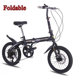 DGPOAD Bike DGPOAD Adult Folding Bicycle Lightweight Unisex Men City Bike 16-inch Wheels Aluminium Frame Ladies Shopper Bike With Adjustable Handlebar & Seat, 6 speed, Disc brake / Bla