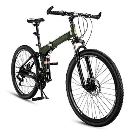 DGPOAD Folding Bike DGPOAD Foldable Bicycle 26 Inch, 24-Speed Folding Mountain Bike, Unisex Lightweight Commuter Bike, MTB Full Suspension Bicycle, Double Disc Brake / Green / B wheel