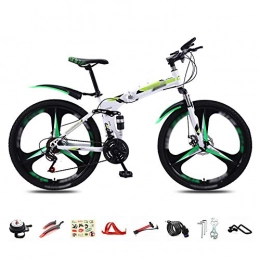 DGPOAD Folding Bike DGPOAD Foldable Bicycle 26 Inch, 30-Speed Folding Mountain Bike, Unisex Lightweight Commuter Bike, MTB Full Suspension Bicycle with Double Disc Brake / Green / A wheel